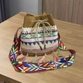 thumbnail image 1 of Bolso de hombro para mujer, bolso cruzado, bolso de mano con borlas étnicas elegantes, bolso de mano para compras de verano al aire libre, primavera, Caqui Yinane Bolsos de hombro de mujer, 1 of 8