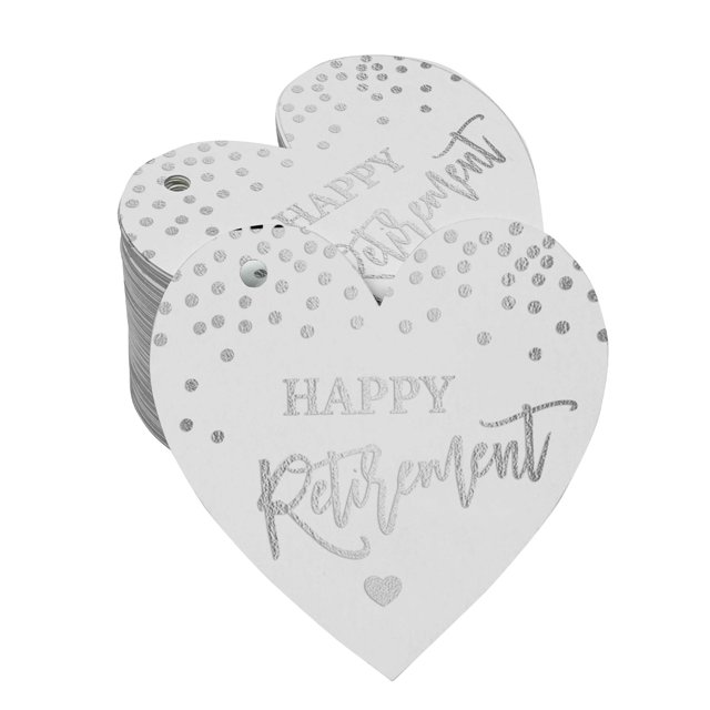 Inkdotpot Étiquette de Bouteille Joyeuse Retraite Véritable Feuille d'Argent Lot de 100
