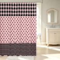 thumbnail image 2 of Manfei Vintage Grid Shower Curtain 72Wx84L,Kawaii Polka Dot Bathroom Shower Curtain,Pink Black, 2 of 5
