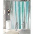 thumbnail image 3 of Split Shower Curtain for Transfer Bench, Turquoise Gray Fabric Shower Curtains for Bathroom, Farmhouse Abstract Gradient Aesthetic Tub Sliding Transfer Bench Waterproof Bath Curtains 72"x84", 3 of 9
