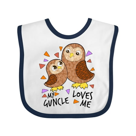 

Inktastic My Guncle Loves Me- Cute Owl Family Gift Baby Boy or Baby Girl Bib