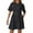 Black, variant on Dresses Solid Color Women Casual Summer Dress Short Sleeve A-Line Stand Collar Plain Elegant Daily Home Outing Comfort Flowy Lightweight Breathable Fabric Lovely Sundress Wedding Guest Dress