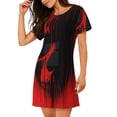 thumbnail image 2 of Balery Minimalist Skull Red Camisón de manga corta con cuello redondo para mujer, cómodo y elegante., 2 of 6