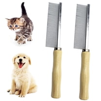 Cheers.US 2Pcs/Set Pet Grooming Comb for Dogs Cats,Pet Grooming Brush Deshedding Tool Stainless Steel Pins Removes Tangles and Knots,Wide Trimmer Comb