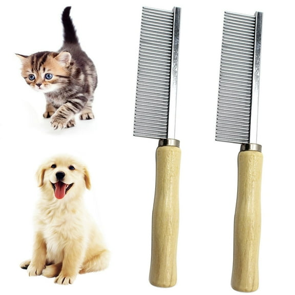 Cheers.US 2Pcs/Set Pet Grooming Comb for Dogs Cats,Pet Grooming Brush Deshedding Tool Stainless Steel Pins Removes Tangles and Knots,Wide Trimmer Comb