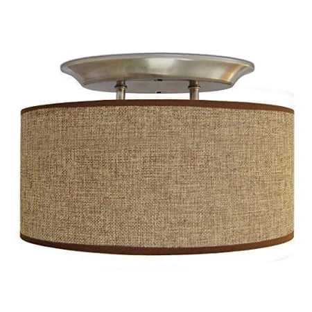 Dream lighting LED 12Volt DC Fabric Light Fixtures/Vintage Dining Lights/Vehicle Decorative Lamp with Brown Burlap Elliptical Oval Ceiling Light Shade - 0.49A 6W no Switch