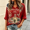thumbnail image 4 of 9/11 25th Anniversary Shirt Womens WE Will Never Forget Tee Shirts | Lightweight Fabric,waffle V Neck Short Sleeve Tops, American Flag, 2001-2026 25Th Anniversary Tops, Patriotic Honor Tee Shirt,XL, 4 of 6