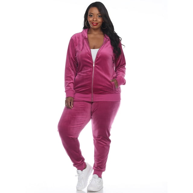 White Mark Ensemble de Survêtement en Velours pour Femmes, 2 Pcs