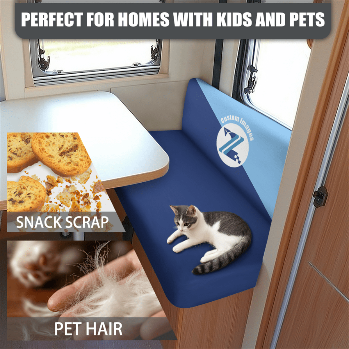Psesaysky RV Dinette Cushion Covers Stretch Camper Cushion Slipcover Non-Slip Art Piano Music Note Sofa Couch Cover for Travel Trailer Includes 1 Seat Covers and 1 Back Covers