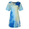 thumbnail image 5 of Aofany Business Casual Tops for Ladies Blouses Women Plus Size Tops Tie-Dye Print Short Sleeve V-Neck Blouse Pleated Hem Shirt Blue 5Xl, 5 of 8