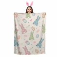 thumbnail image 2 of Throw Blanket Fleece Throw Blanket 50x80in, Happy Easter Cute Plaid Bunny Soft Lightweight Bed Blankets Colorful Egg Leaves Farm Linen Fuzzy Couch Blankets for All Season, 2 of 9
