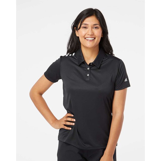 Polo à Épaules à 3 Rayures pour Femmes, 3TG, Noirblanc