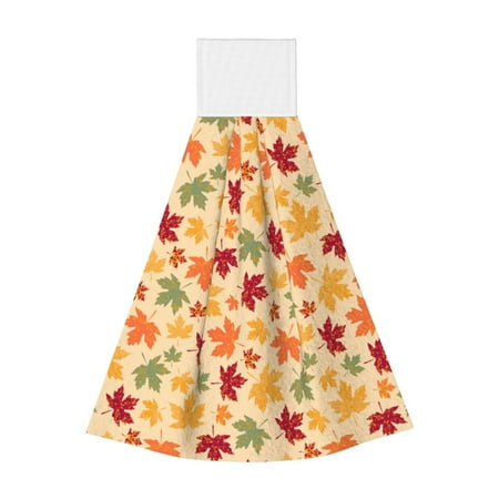 

Zufioo Autumn Maple Leaves Print Coral Fleece Velcro Hand Towel Hangable Absorbent Hand Towel Suitable for Kitchen Bathroom Household Items