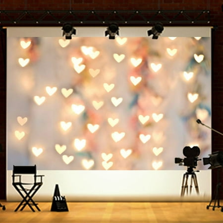 Grtsunsea Photography Backdrops Vinyl Fabric Studio Photo Video Background Screen Props Heart Love Lighting Background 7x5FT for (Best Lighting For Wedding Photography)