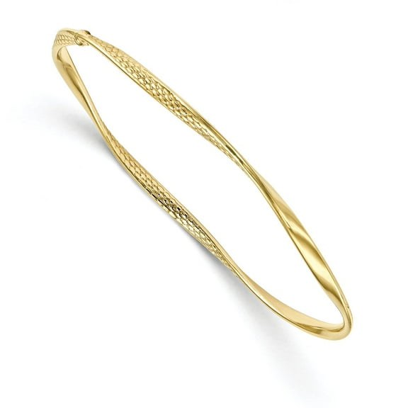 10K Polished Textured Twisted Slip-on Bangle