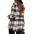 thumbnail image 3 of Women'S Flannel Plaid Shacket Fall Long Sleeve Button Down Shirts Jacket Coats with Side Pockets Color Pattern XL, 3 of 9