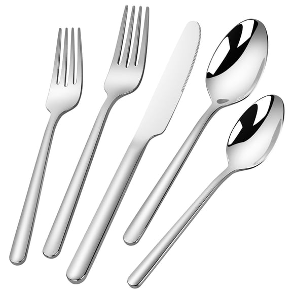 60 Piece Heavy Duty Silverware Set for 12, 18/10 Stainless Steel Flatware, Cutlery Set Modern Design, Dishwasher Safe for Kitchen, Home, Wedding, Par
