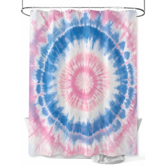 Shower Curtain Blue Pink Tie Dye Bathroom Curtains with Hooks, Waterproof Fabric Bohemian Tribal Style Bath Shower Curtains Set for Bathroom Bathtubs Decor 36x72 Inch