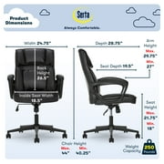 Serta Hannah Executive Office Chair, Ergonomic Computer Chair with Lumbar Support, Adjustable Seat, Pillowed Headrest, Bonded Leather, Black