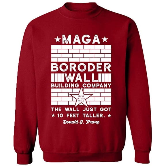 Unisex Crewneck Sweatshirt, Border Wall, Slim Fit, Long Sleeve Sweater - Antiquee Cherry Small