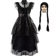 thumbnail image 1 of KAWELL Wednesday Addams Robe de Costume pour Filles Wednesday Costume de Cosplay Tenue d'Halloween pour 5-12 Ans, 1 of 6