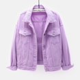 thumbnail image 1 of Tralilbee Nouvelle Veste en Denim Grande Taille pour Femmes, Manches Longues, Décontractée, Ample, 1 of 6