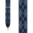 thumbnail image 2 of H. A. Sheldon Men's Blue Argyle Suspenders - 1.38 Inch Wide Clip 46" for 5'2" to 6'1" tall, 2 of 4