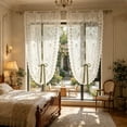 thumbnail image 6 of Floral Lace Sheer Tie Up Curtain 31.5W x 78.74L Inch Adjustable Rod Pocket Light Filtering Curtain for Kitchen Farmhouse, 6 of 6