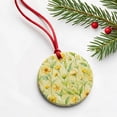 thumbnail image 6 of Buttercups Yellow Flowers Floral Christmas Tree Holiday Round Ceramic Ornament, 6 of 7