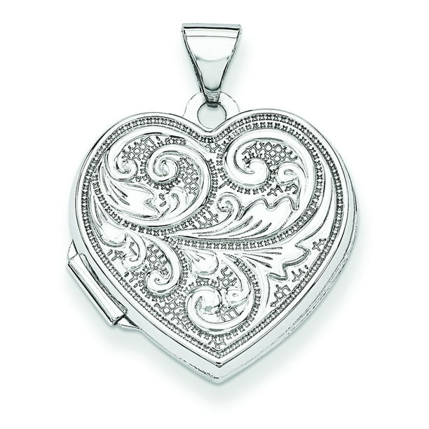 Lockets Sterling Silver Rhodiumplated 18mm Heart with Scrolls Locket
