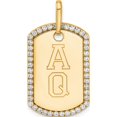 thumbnail image 4 of 14K Yellow Gold Personalized Diamond Boarder Dog Tag Charm - Jbsp, 4 of 5