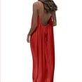thumbnail image 4 of Lovzfmll Women's Loungewear Spaghetti Strap Low Back Crew Neck Sleeveless Solid Maxi Sundress, Loose Casual Vacation Dress Red, S, 4 of 9