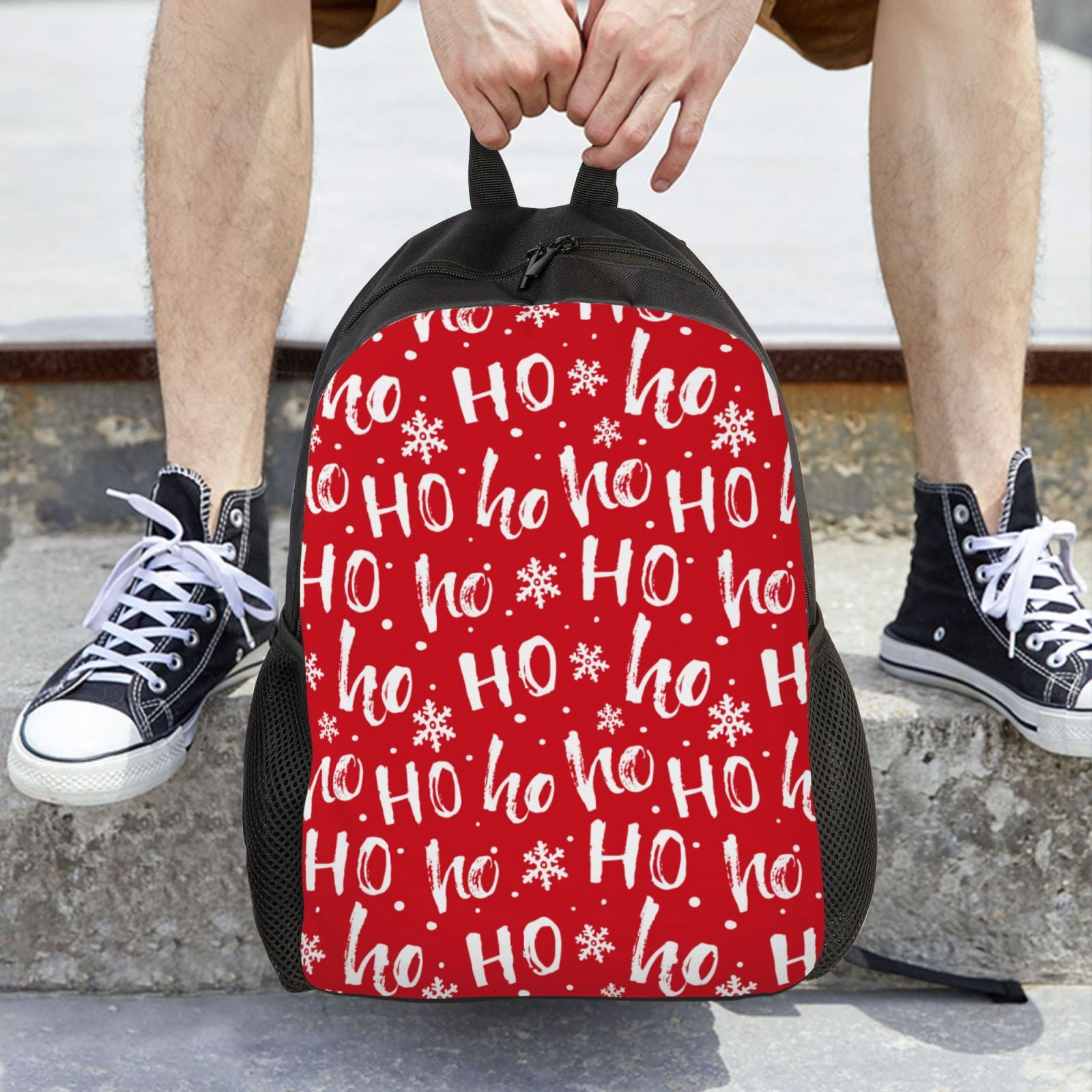 Xecao Hohoho Print School Backpack with Laptop Compartment Small Travel Laptop Backpack for Women Men Waterproof College Backpack Simple School Bag