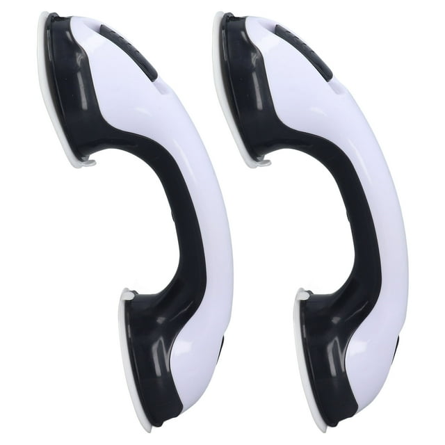 LAFGUR Shower Handle,Shower Grab Bar,2pcs Shower Handle Curved Design Double Lock Security Toolless Installation Plastic Shower Support Bar For Elderly