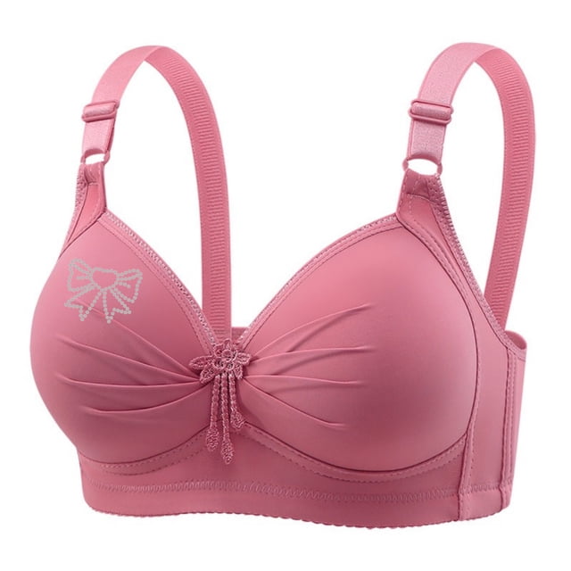 Full-cup Bra for Women, Rims-free Adjustable Gathered Design with Breathable Nylon Fabric, Solid Color Casual Daily Underwear, Size 44