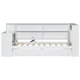 thumbnail image 6 of Euroco Wood Twin Size Daybed with Desk and Shelves, Captain Bed with Upholstered Headboard, LED Light and USB Charging, White, 6 of 16
