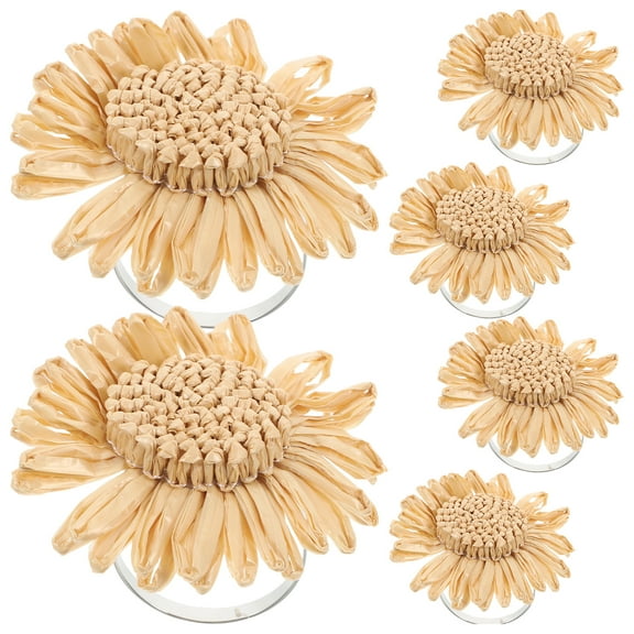 6pcs Rustic Farmhouse Napkin Rings Sunflower Napkin Holders Handwoven Artificial Flowers Napkin Rings For Thanksgiving Fall Events