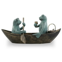 Rowboat Picnic Frogs Verdigris Green Metal Garden Sculpture