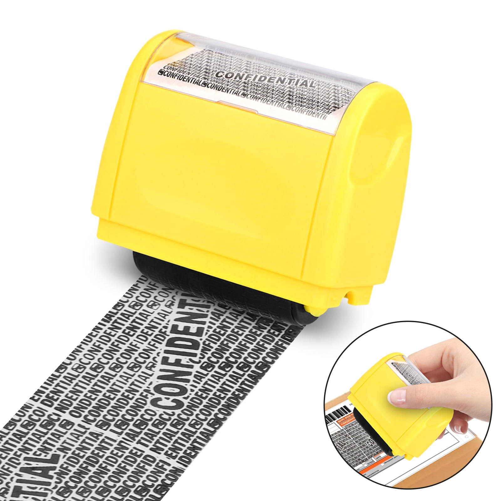 Miseyo Wide Identity Theft Protection Roller Stamp Yellow 3 Refill Ink 