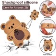 thumbnail image 4 of Funda protectora de silicona completa con diseño de oso y galleta, compatible con AirPods 2 y 1, para niños y mujeres (marrón oscuro), 4 of 5