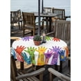 thumbnail image 2 of Outdoor Tablecloth with Umbrella Hole for Patio/Picnic/Party/Camping, Colorful Hands Print Waterproof Table Cloth Round Cover Washable, Cartoon Cute Funny White (Dia 54"), 2 of 8