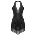 thumbnail image 5 of Zaldita Tassel Leotard for Women Sleeveless V Neck Fringe Bodysuit Latin Jazz Performance Costume Black M, 5 of 7