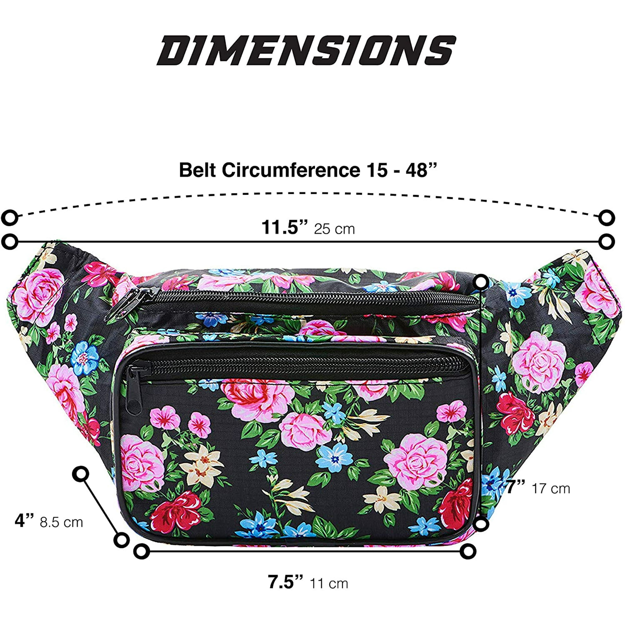 SoJourner Black Rose Fanny Pack Cute Floral Packs for men women festivals raves Waist Bag Fashion Belt Bags Walmart
