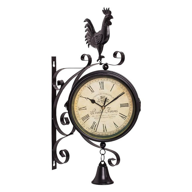 GROWTH TANK Double Sided Wall Porch Wall Hanging Clock Home Decor Outdoor Two Faces Round Roman Numerals