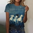 thumbnail image 1 of VKOYWKM T-Shirts de Course de Chevaux pour Femmes Décontractés à Manches Courtes Hauts d'Été Imprimé Cheval Col Rond Chandails à Enfiler T-Shirts Coupe Ample Grande Taille, 1 of 4