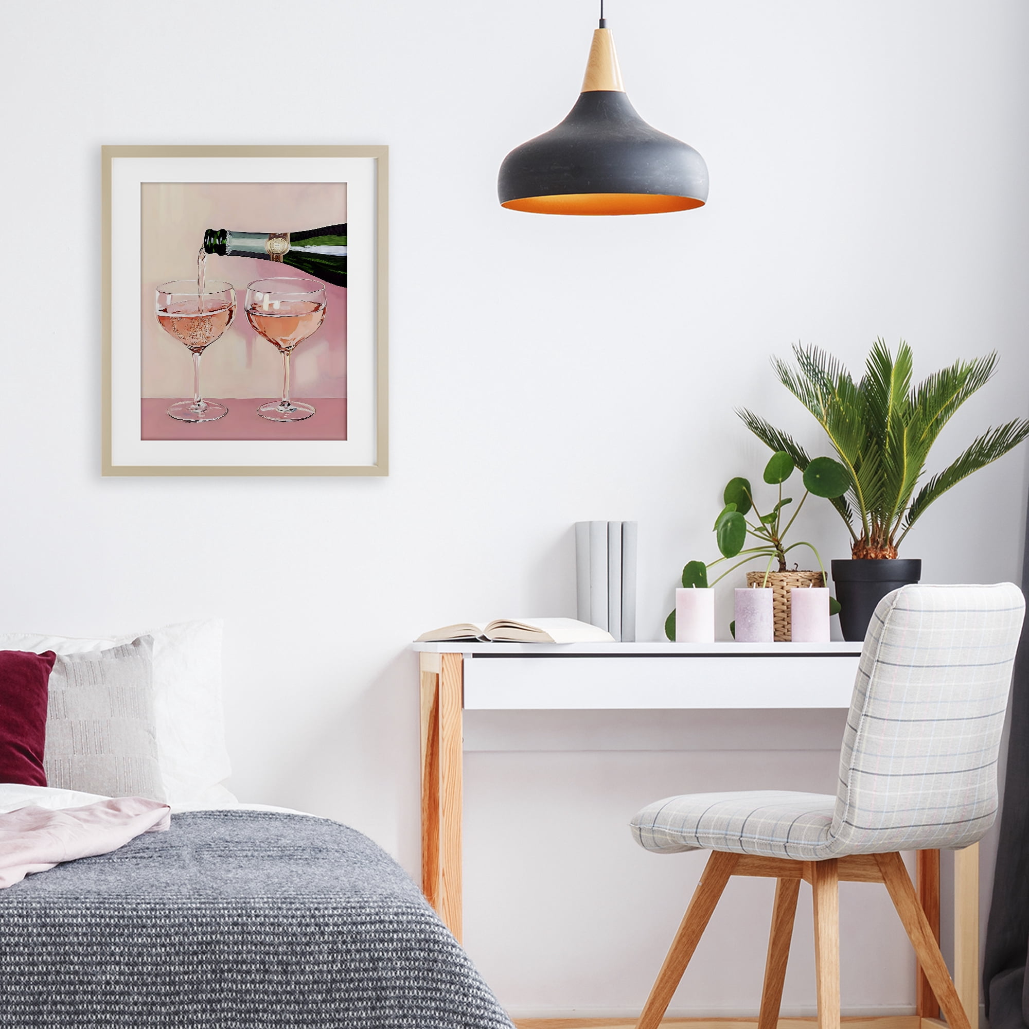 Stupell Industries Pink Champagne Toast for Two Birch Framed Print Under Glass, design by The Prints Vibe