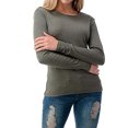 thumbnail image 4 of A2Y Women's Ribbed Basic Solid Stretchable Long Sleeve Crew Neck Top Shirts Olive L, 4 of 6