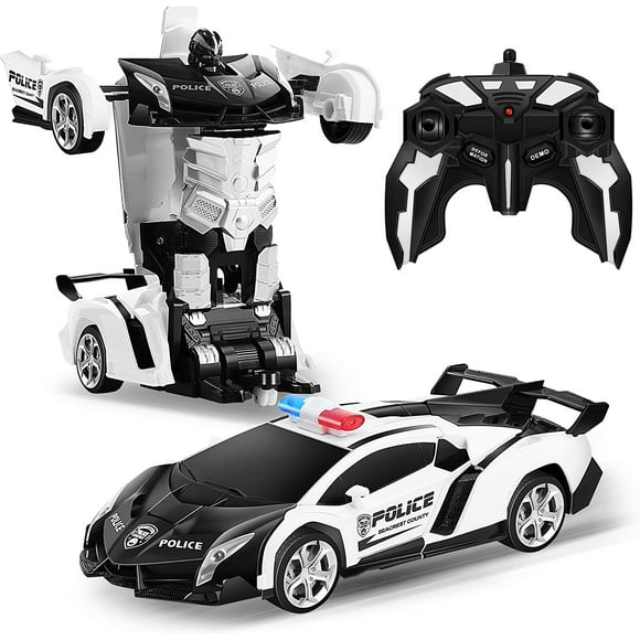 Transform RC Car Robot, Remote Control Car Independent 2.4G Robot Deformation Car Toy with One Button Transformation & 360 Rotation 1:18 Scale