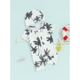 thumbnail image 3 of FEORJGP Toddler Baby Boy 2 Piece Swimwear Set 6M 9M 12M 18M 2Y 3Y Infant Round Neck Jumpsuit Short Sleeve Rompers Zip Up Tree Rash Guard Swimsuit + Swim Cap Summer Beach Wear, 3 of 9