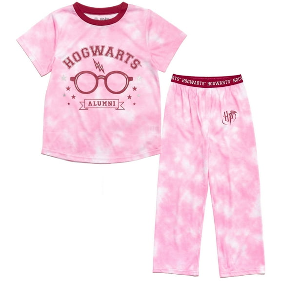 Harry Potter Little Girls Pajama Shirt and Pants Sleep Set Tie Dye Pink 6